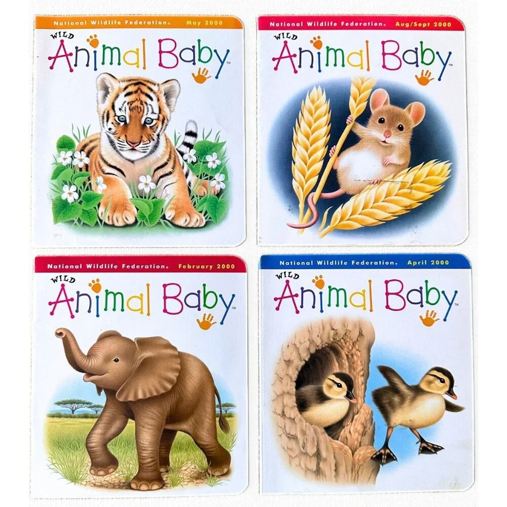 NATIONAL WILDLIFE FEDERATION Wild Animal Baby Book Magazine Bundle Ages 2-4 EUC